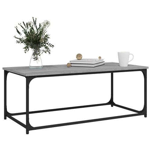 Sofabord 102x50x40 cm konstrueret træ og jern grå sonoma-eg