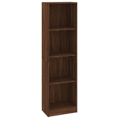Bogreol m. 4 hylder 40x24x143 cm konstrueret træ brunt egetræ