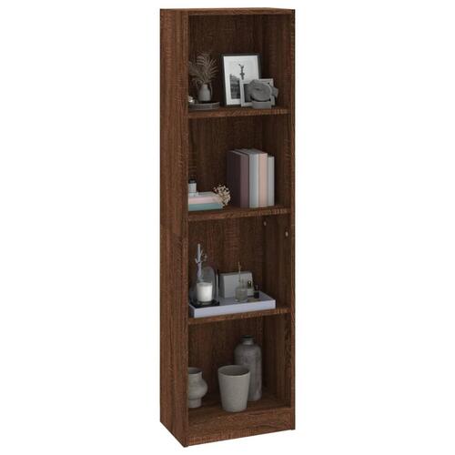 Bogreol m. 4 hylder 40x24x143 cm konstrueret træ brunt egetræ
