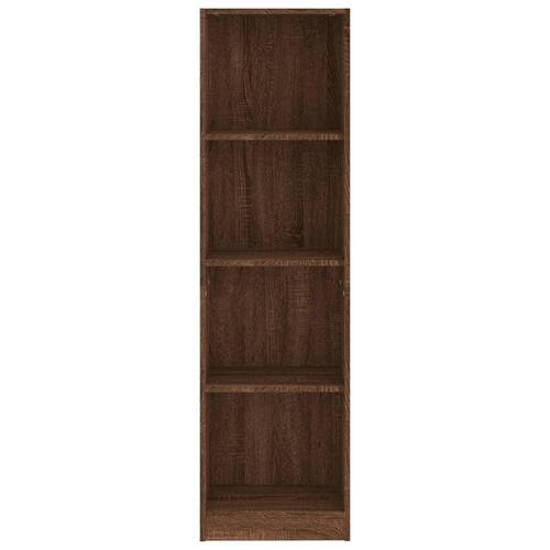 Bogreol m. 4 hylder 40x24x143 cm konstrueret træ brunt egetræ