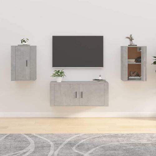 Væghængte tv-skabe 2 stk. 40x34,5x60 cm betongrå