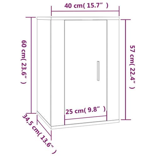 Væghængte tv-skabe 2 stk. 40x34,5x60 cm betongrå