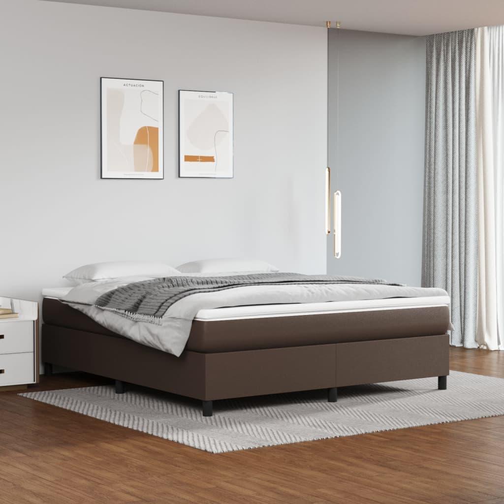 Sengeramme 180x200 cm kunstlæder brun