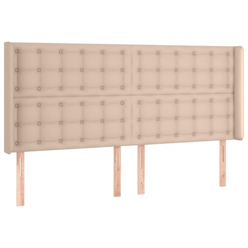 Kontinentalseng med LED-lys 160x200 cm i kunstlæder - cappuccino
