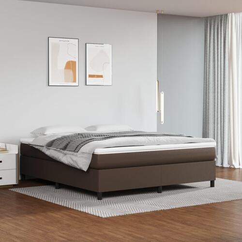Sengeramme 160x200 cm kunstlæder brun