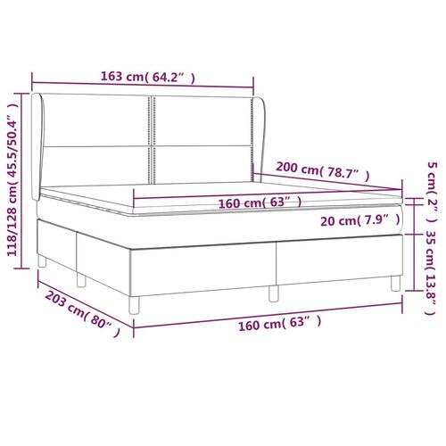 Kontinentalseng 160x200 cm kunstlæder cremefarvet