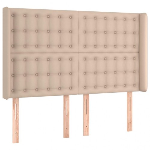 Kontinentalseng med LED-lys 140x190 cm i kunstlæder - cappuccino
