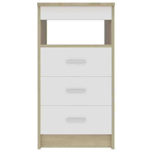 Skuffeskab 40x50x76 cm konstrueret træ hvid og egetræsfarvet
