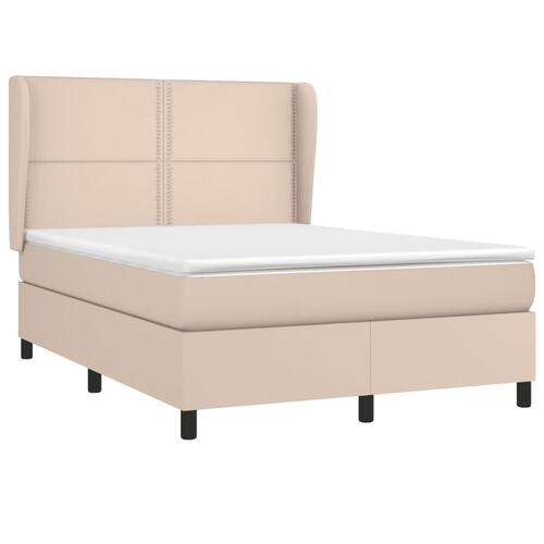 Kontinentalseng 140x190 cm kunstlæder cappuccinofarvet