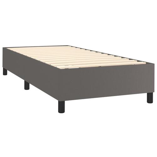 Kontinentalseng med madras 90x200 cm kunstlæder grå