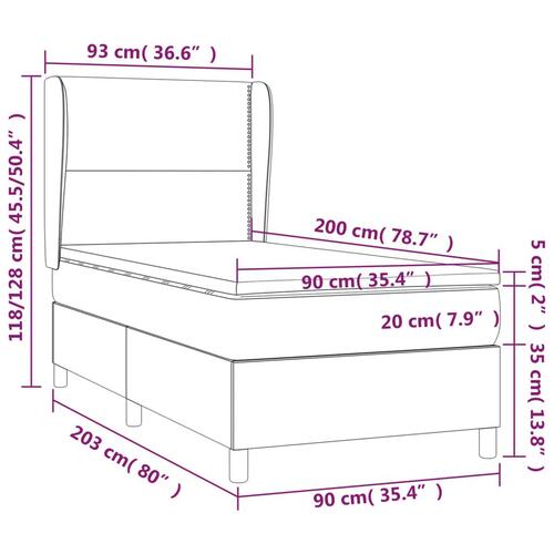 Kontinentalseng med madras 90x200 cm kunstlæder grå