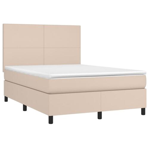 Kontinentalseng 140x190 cm kunstlæder cappuccinofarvet