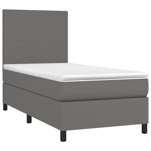 Kontinentalseng med madras 90x200 cm kunstlæder grå