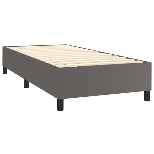 Kontinentalseng med madras 90x200 cm kunstlæder grå