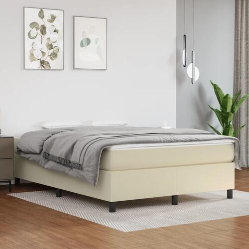 Kontinentalseng 140x190 cm kunstlæder cremefarvet