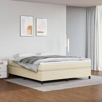Sengeramme 160x200 cm kunstlæder cremefarvet