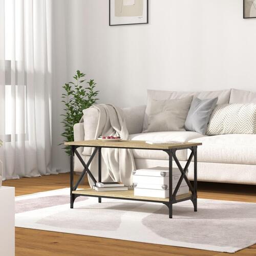 Sofabord 80x45x45 cm konstrueret træ og jern sonoma-eg
