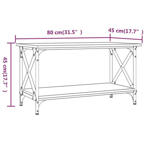 Sofabord 80x45x45 cm konstrueret træ og jern sonoma-eg