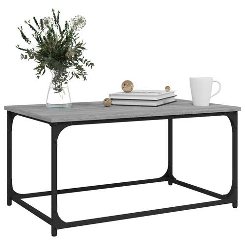 Sofabord 80x50x40 cm konstrueret træ og jern grå sonoma-eg