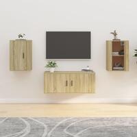 Væghængte tv-skabe 2 stk. 40x34,5x60 cm sonoma-eg