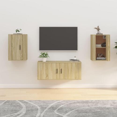 Væghængte tv-skabe 2 stk. 40x34,5x60 cm sonoma-eg