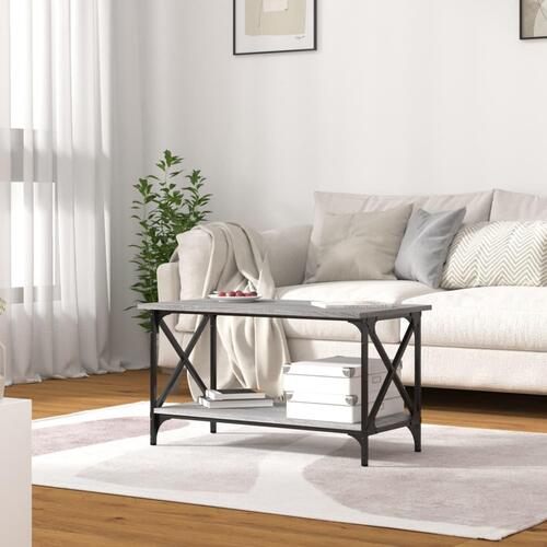 Sofabord 80x45x45 cm konstrueret træ og jern grå sonoma-eg