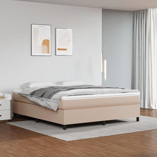 Sengeramme 180x200 cm kunstlæder cappuccinofarvet