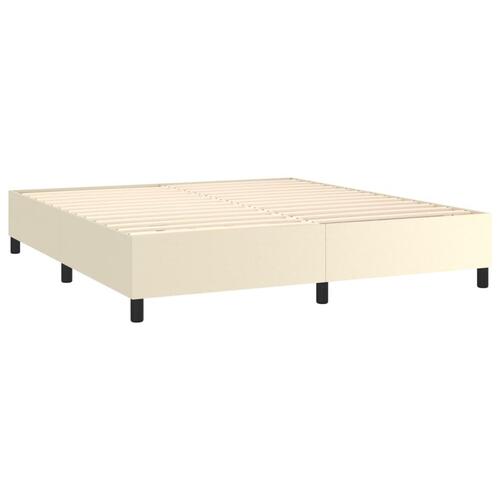 Sengeramme 180x200 cm kunstlæder cremefarvet
