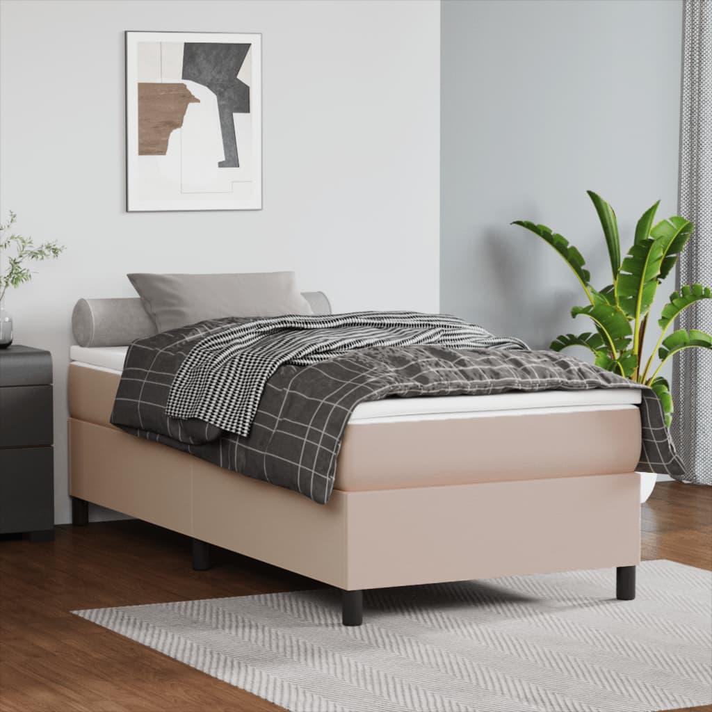 Sengeramme 80x200 cm kunstlæder cappuccinofarvet billede