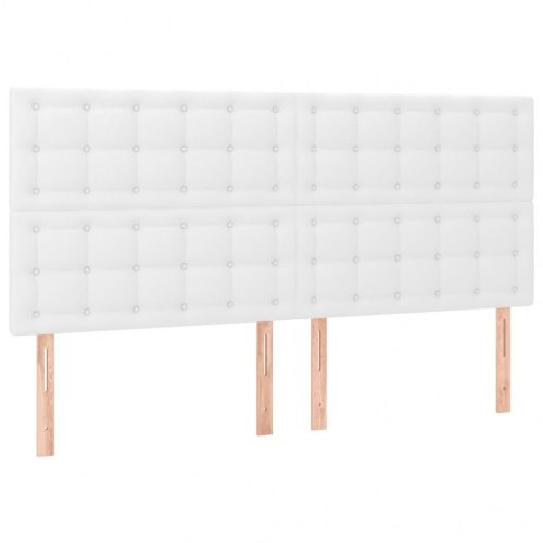 Kontinentalseng 180x200 cm i hvidt kunstlæder med madras og topmadras