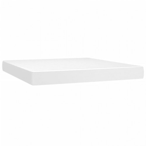 Kontinentalseng 160x200 cm i hvidt kunstlæder med justerbar gavl