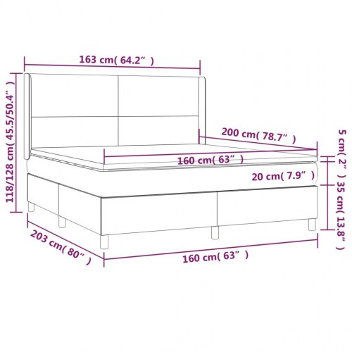 Kontinentalseng 160x200 cm i hvidt kunstlæder med justerbar gavl