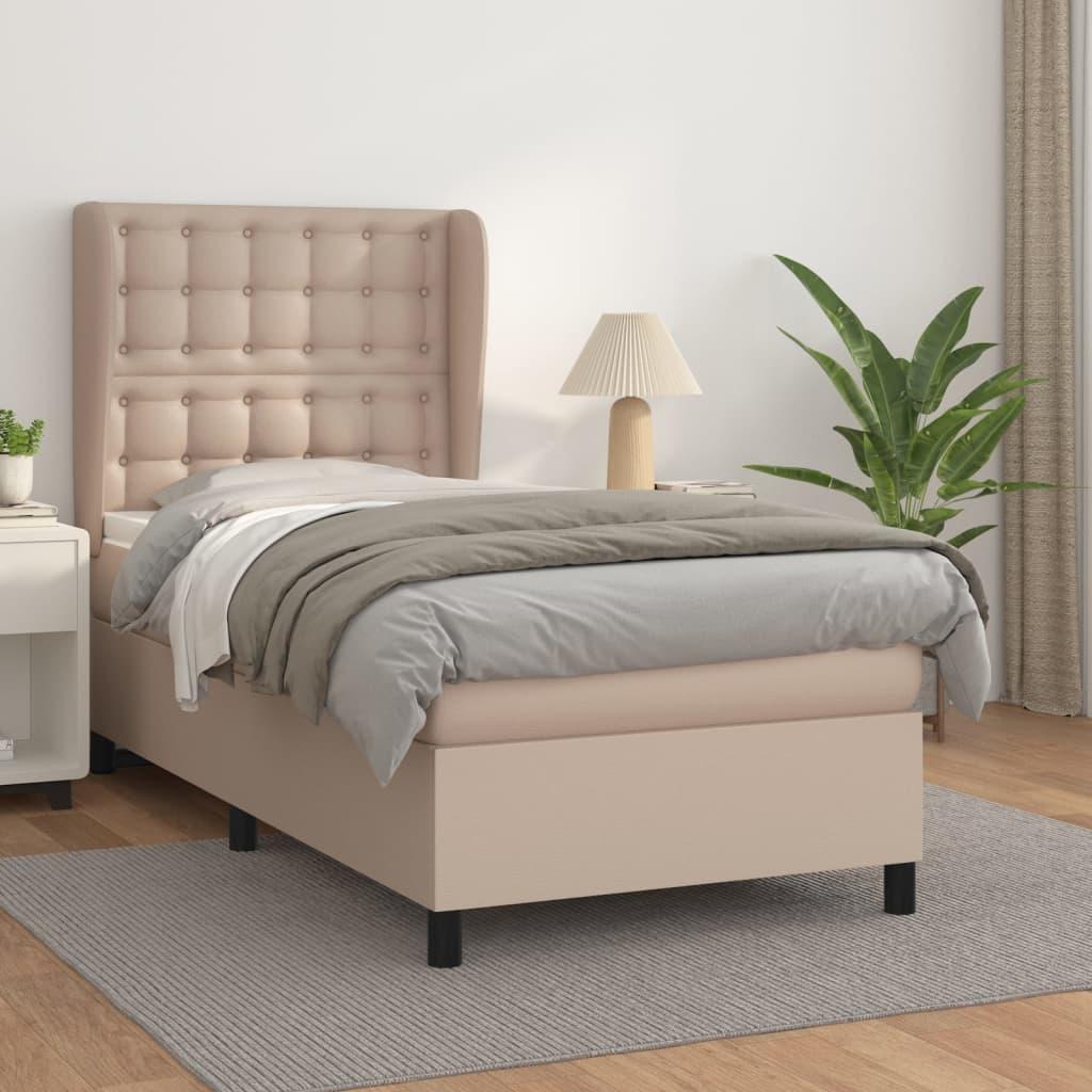 Kontinentalseng 80x200 cm kunstlæder cappuccinofarvet billede