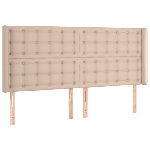 Kontinentalseng med LED-lys 180x200 cm i kunstlæder - cappuccinofarvet