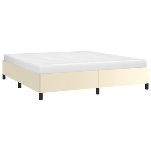 Sengeramme 180x200 cm kunstlæder cremefarvet