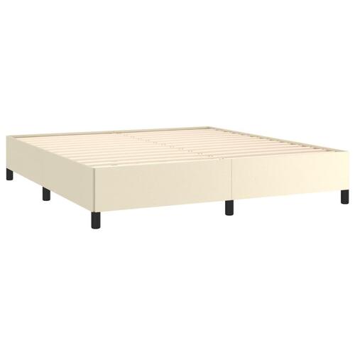 Sengeramme 180x200 cm kunstlæder cremefarvet