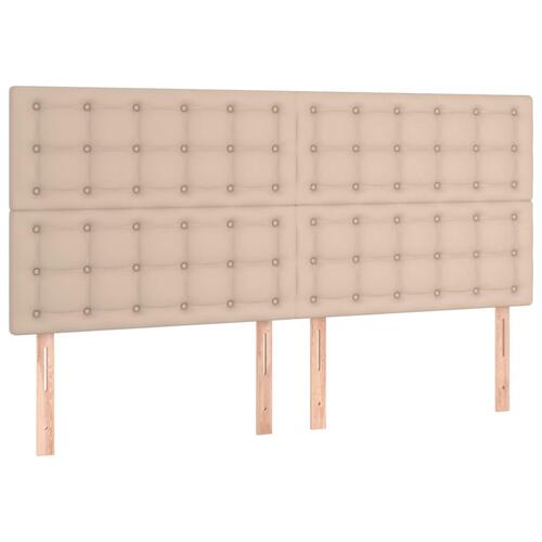 Kontinentalseng LED-lys 180x200 cm kunstlæder cappuccinofarvet