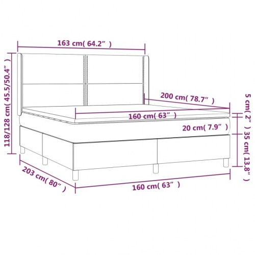 Kontinentalseng 160x200 cm kunstlæder hvid