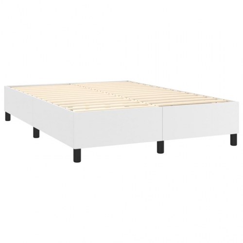 Kontinentalseng med madras 140×190 cm i hvidt kunstlæder