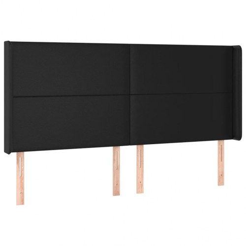 Kontinentalseng med LED-lys 180×200 cm - kunstlæder, sort