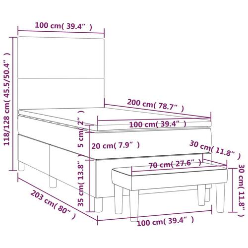 Kontinentalseng med madras 100x200 cm kunstlæder sort