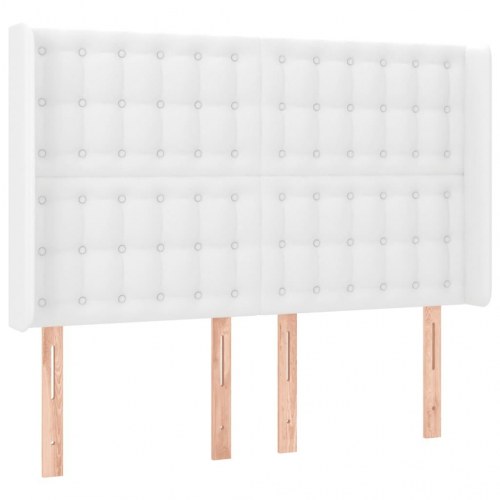 Kontinentalseng med LED-lys 140×190 cm - kunstlæder, hvid