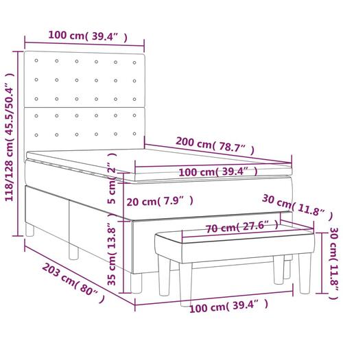 Kontinentalseng med madras 100x200 cm kunstlæder sort