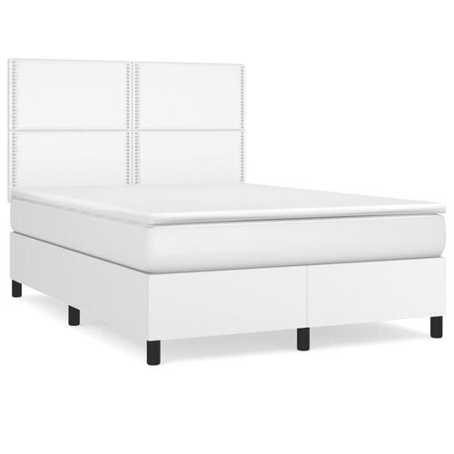 Kontinentalseng med madras 140x190 cm kunstlæder hvid