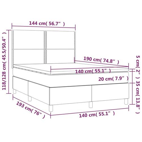 Kontinentalseng med madras 140x190 cm kunstlæder hvid