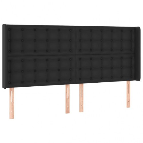 Kontinentalseng med LED-lys 160×200 cm i kunstlæder - sort