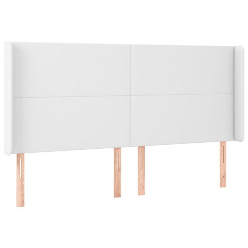 Kontinentalseng med LED-lys 180×200 cm i hvidt kunstlæder