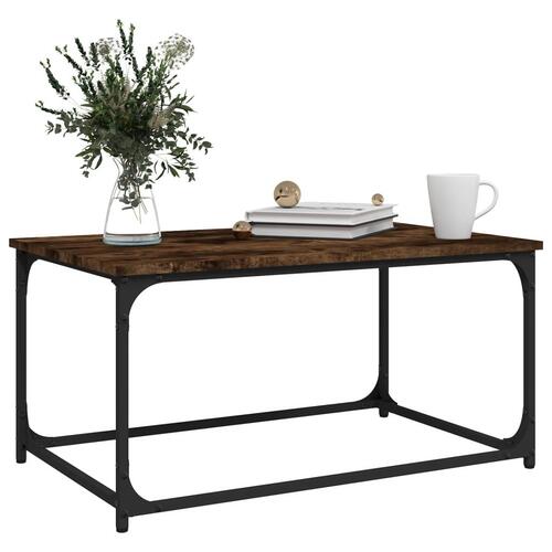 Sofabord 80x50x40 cm konstrueret træ og jern røget egetræ
