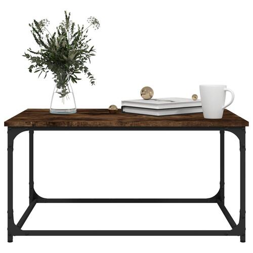 Sofabord 80x50x40 cm konstrueret træ og jern røget egetræ