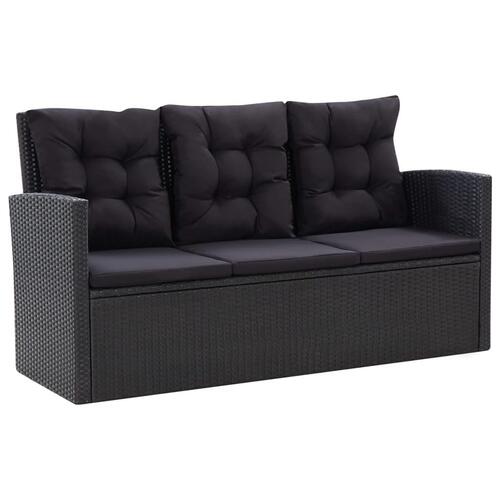 Loungesæt til haven 6 dele med hynder polyrattan sort